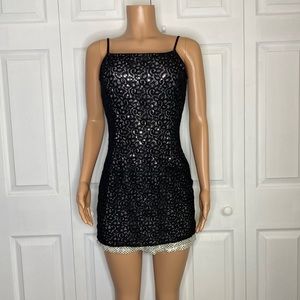Jessica McClintock Black/Silver Fitted Dress 9/10